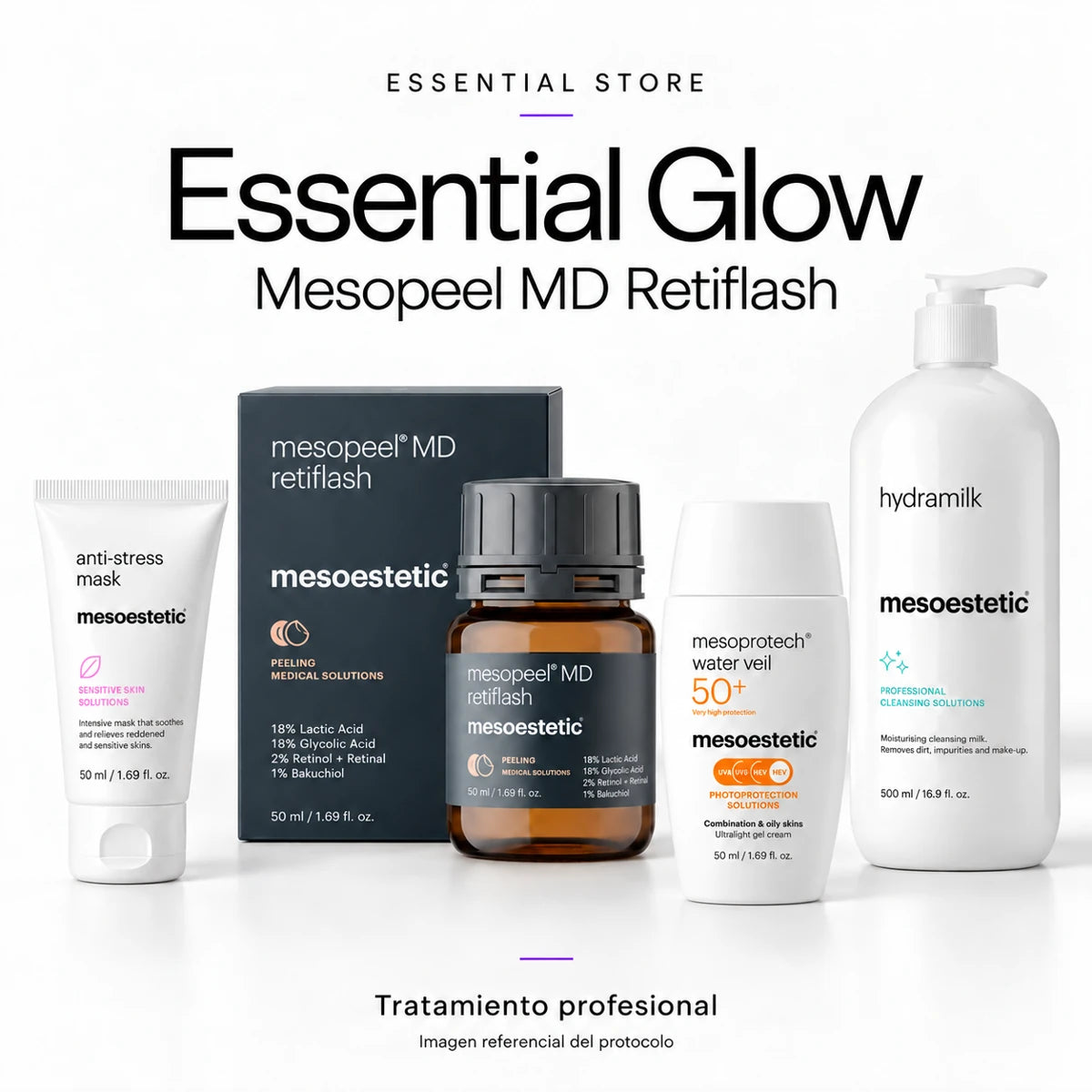 TRATAMIENTO ESSENTIAL GLOW · LUMINOSIDAD INMEDIATA
