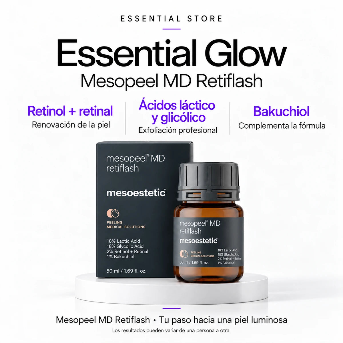 TRATAMIENTO ESSENTIAL GLOW · LUMINOSIDAD INMEDIATA